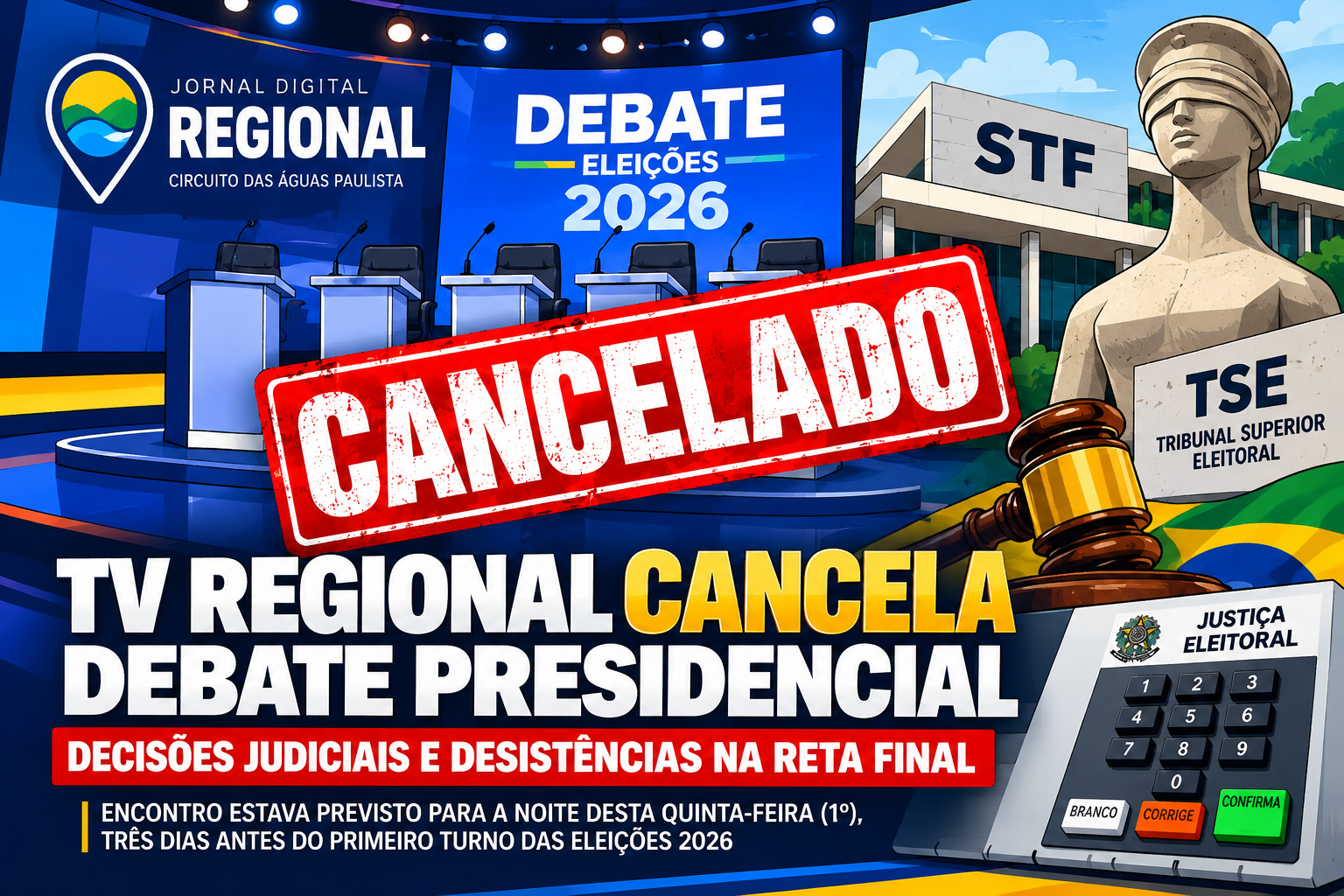TV GLOBO CANCELA DEBATE PRESIDENCIAL APÓS DECISÕES JUDICIAIS E DESISTÊNCIAS NA RETA FINAL DA ELEIÇÃO