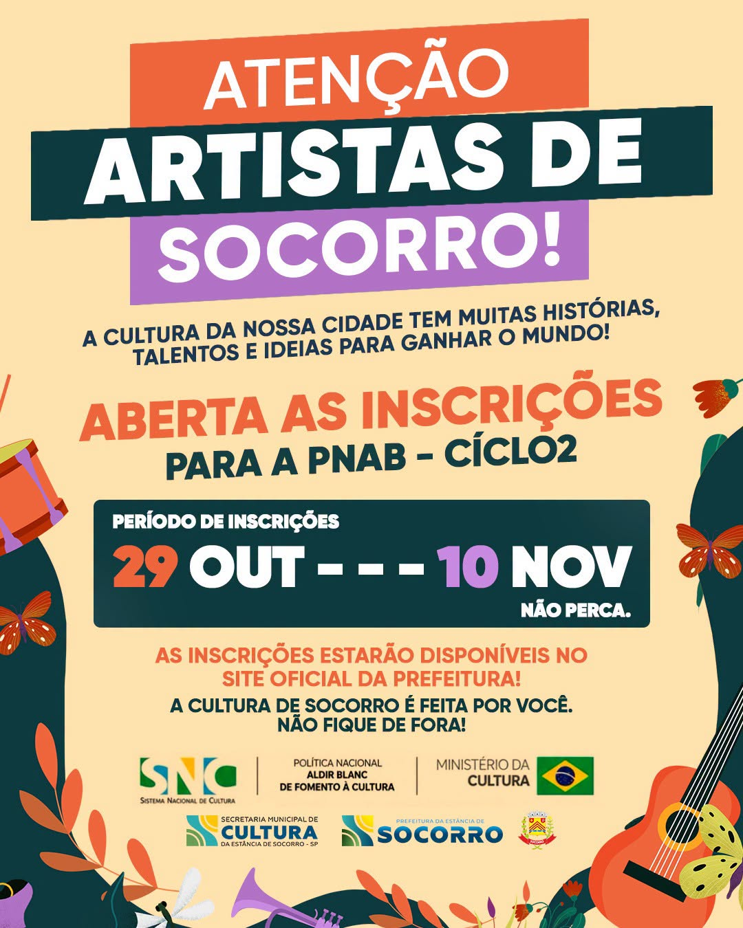 Artistas de Socorro, chegou a hora de participar!