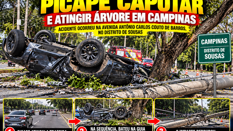 EMPRESÁRIO MORRE APÓS PICAPE CAPOTAR E ATINGIR ÁRVORE EM CAMPINAS