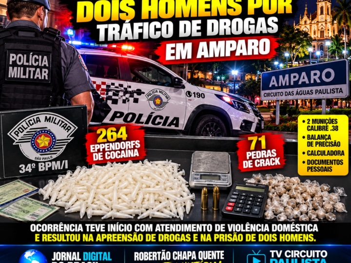 POLÍCIA MILITAR PRENDE DOIS HOMENS POR TRÁFICO DE DROGAS EM AMPARO