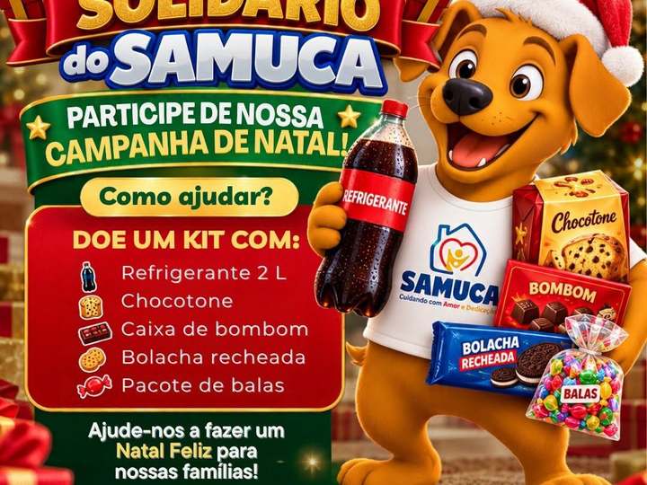 O SAMUCA – Serviço de Atendimento a Mulher, Criança e Adolescente de Pedreira, está realizando a Campanha Natal Solidário 2026, com o objetivo de arrecadar doações para a montagem de um Kit para presentear as crianças assistidas pela entidade e suas famílias.