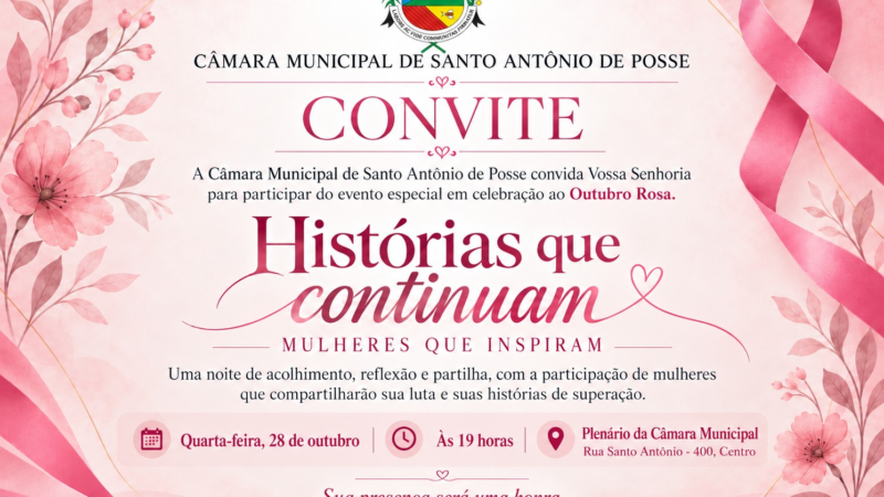 Câmara Municipal promove evento especial do Outubro Rosa com histórias de luta e superação