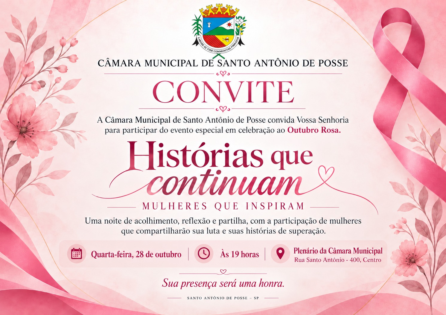 Câmara Municipal promove evento especial do Outubro Rosa com histórias de luta e superação