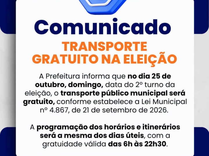 TRANSPORTE PÚBLICO GRATUITO NO DIA DA ELEIÇÃO EM SERRA NEGRA