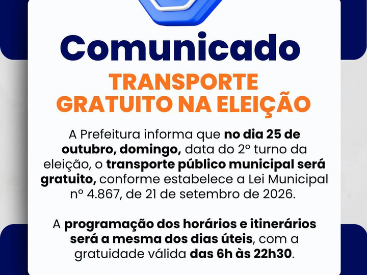 TRANSPORTE PÚBLICO GRATUITO NO DIA DA ELEIÇÃO
