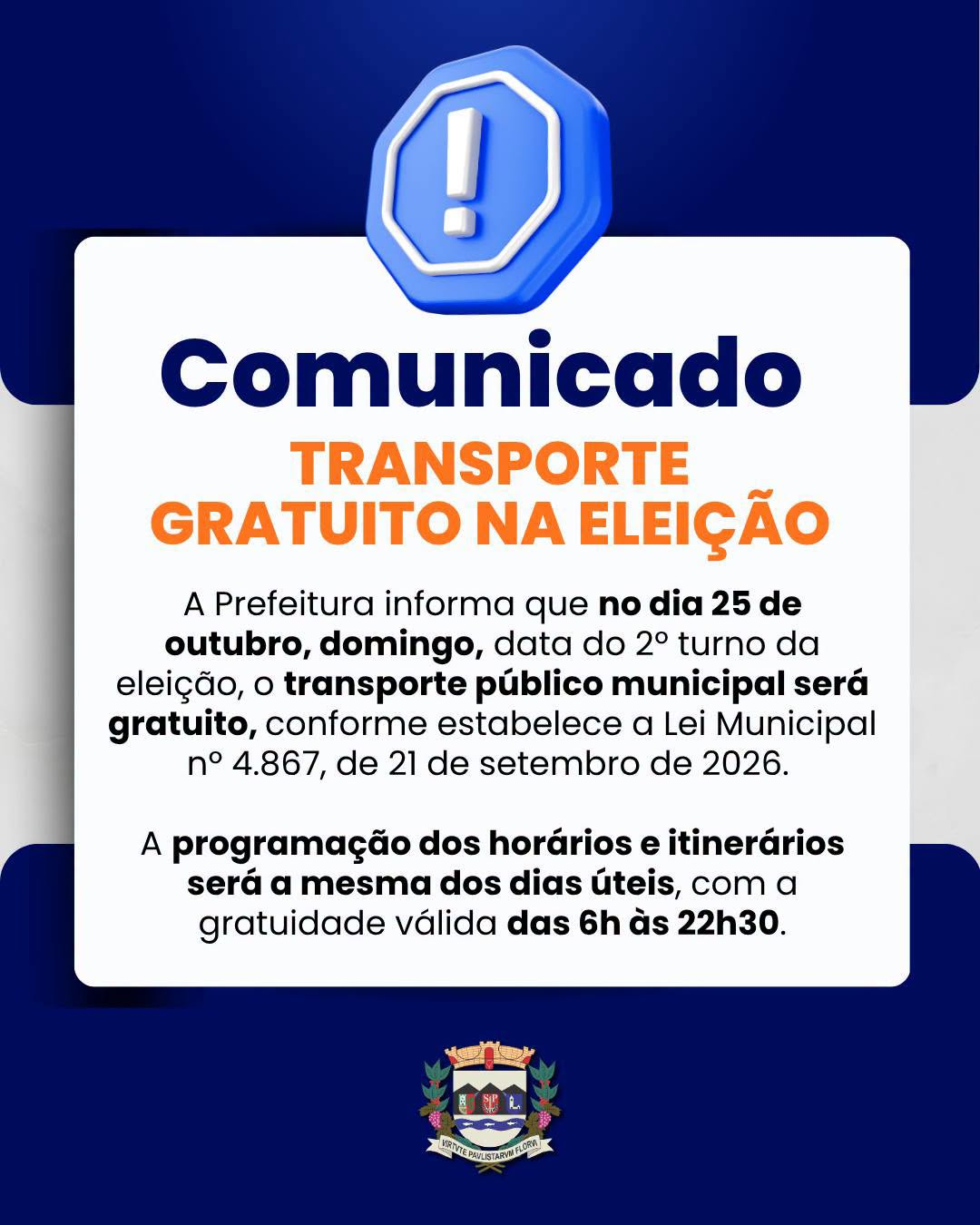 TRANSPORTE PÚBLICO GRATUITO NO DIA DA ELEIÇÃO