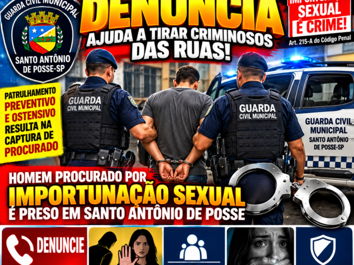 JACK PRESO – GUARDA CIVIL MUNICIPAL CAPTURA PROCURADO POR IMPORTUNAÇÃO SEXUAL EM SANTO ANTÔNIO DE POSSE