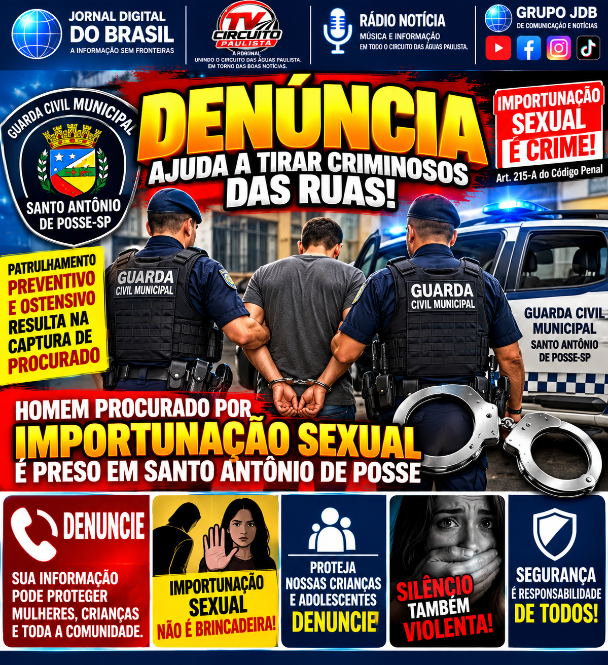 JACK PRESO – GUARDA CIVIL MUNICIPAL CAPTURA PROCURADO POR IMPORTUNAÇÃO SEXUAL EM SANTO ANTÔNIO DE POSSE