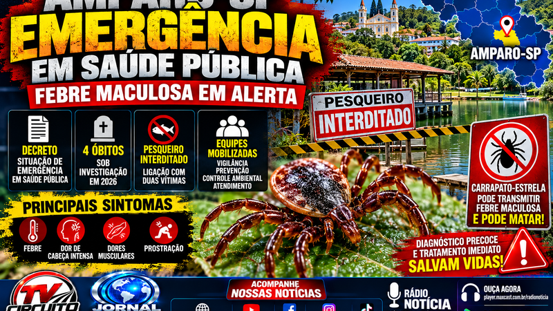 AMPARO DECRETA EMERGÊNCIA EM SAÚDE PÚBLICA APÓS QUATRO ÓBITOS SUSPEITOS DE FEBRE MACULOSA