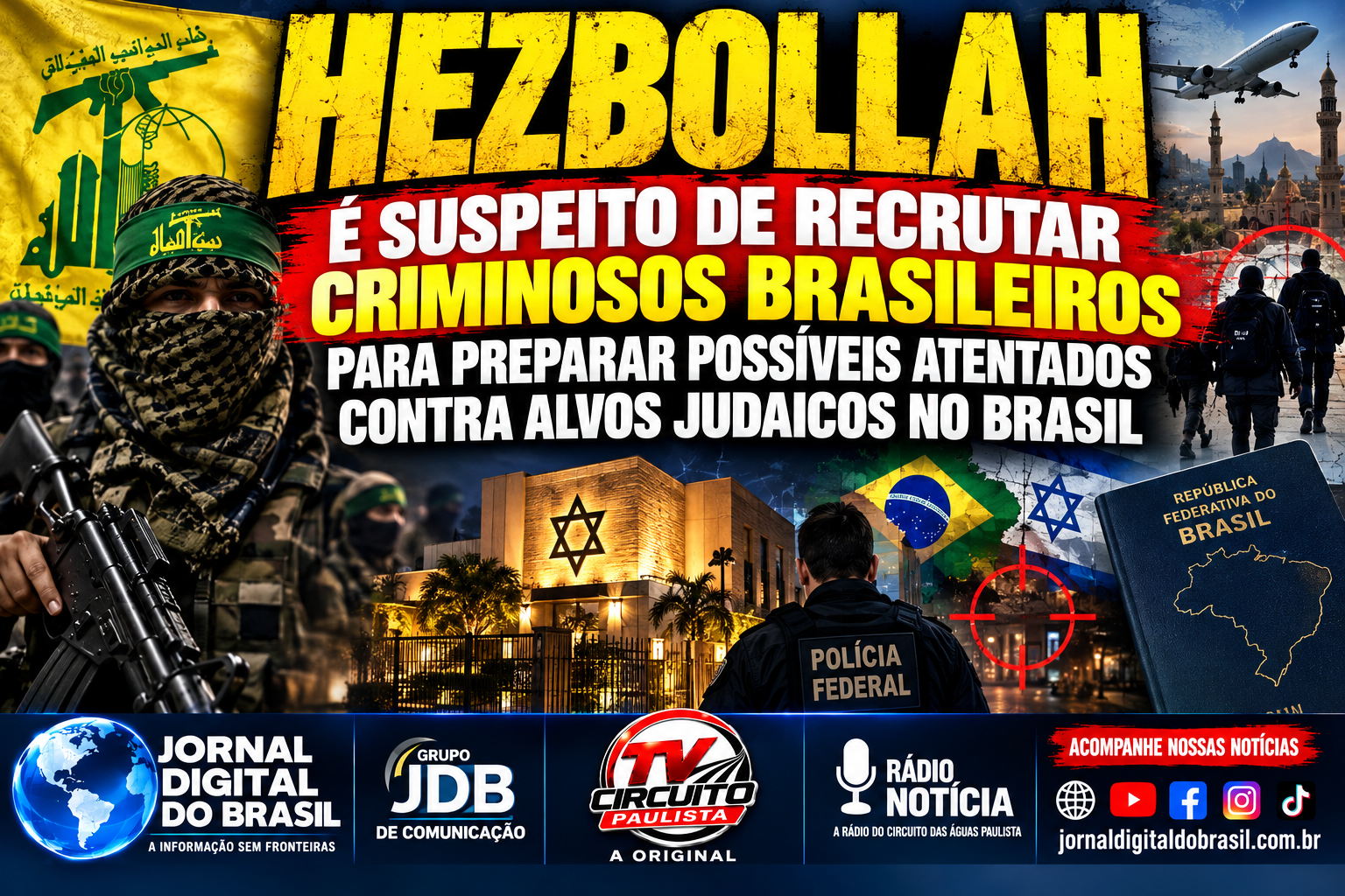 HEZBOLLAH É SUSPEITO DE RECRUTAR CRIMINOSOS BRASILEIROS PARA PREPARAR POSSÍVEIS ATENTADOS CONTRA ALVOS JUDAICOS NO BRASIL