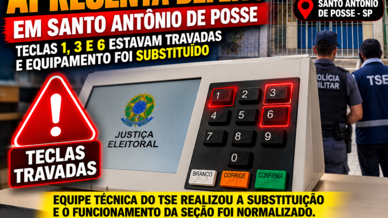 URNA ELETRÔNICA APRESENTA DEFEITO EM SANTO ANTÔNIO DE POSSE E EQUIPAMENTO É SUBSTITUÍDO