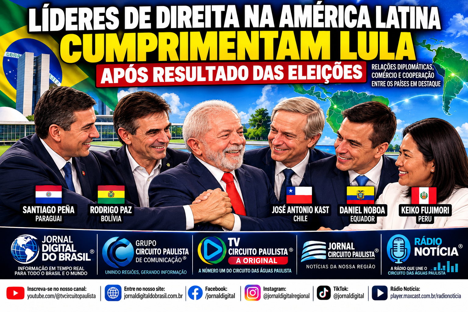 LÍDERES DE DIREITA NA AMÉRICA LATINA CUMPRIMENTAM LULA APÓS RESULTADO DAS ELEIÇÕES NO BRASIL