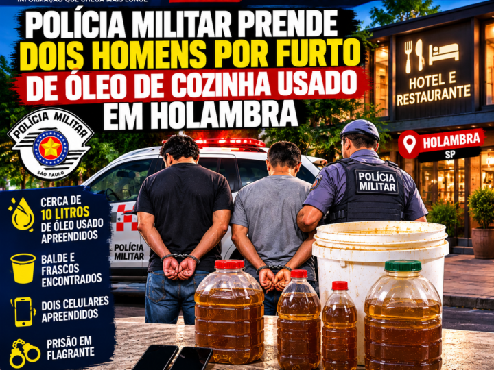 POLÍCIA MILITAR PRENDE DOIS HOMENS POR FURTO DE ÓLEO DE COZINHA USADO EM HOLAMBRA