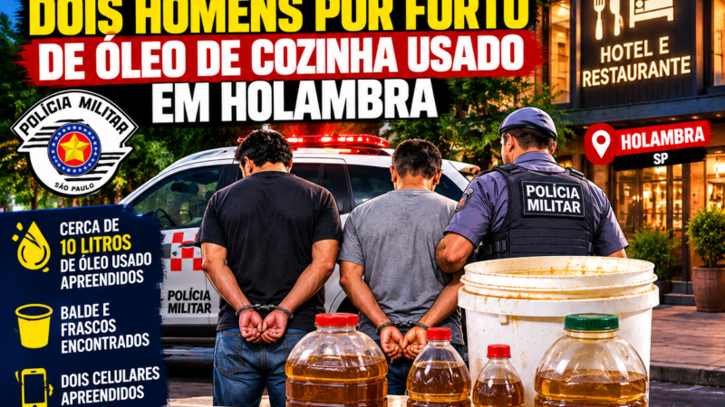 POLÍCIA MILITAR PRENDE DOIS HOMENS POR FURTO DE ÓLEO DE COZINHA USADO EM HOLAMBRA