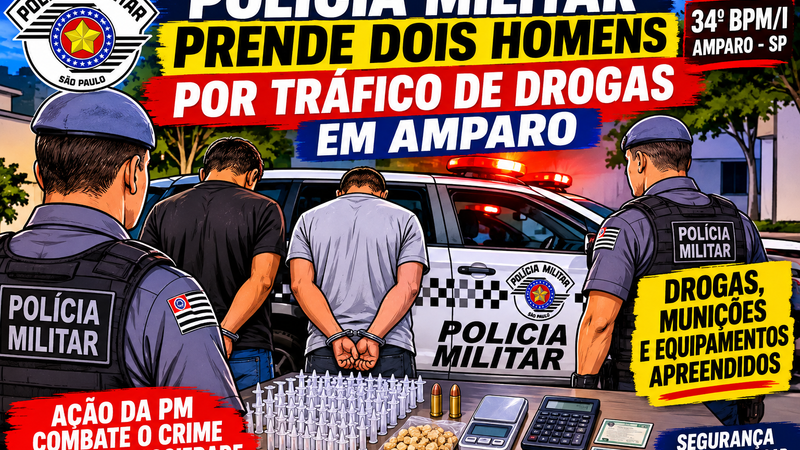 POLÍCIA MILITAR PRENDE DOIS HOMENS POR TRÁFICO DE DROGAS EM AMPARO