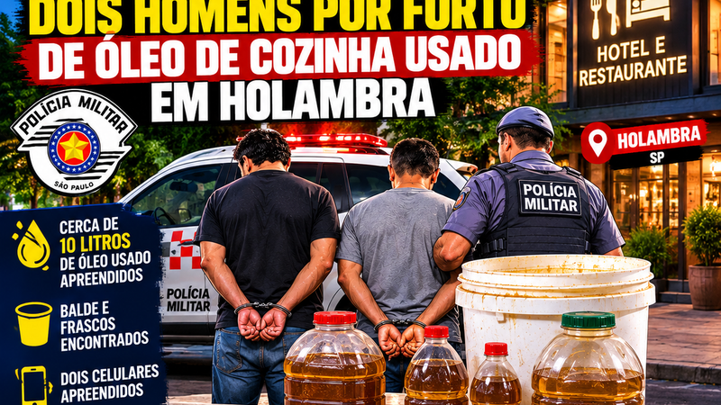 POLÍCIA MILITAR PRENDE DOIS HOMENS POR FURTO DE ÓLEO DE COZINHA USADO EM HOLAMBRA