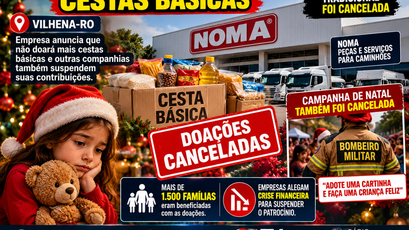 EMPRESAS SUSPENDEM DOAÇÕES DE CESTAS BÁSICAS E CANCELAM CAMPANHA DE NATAL EM RONDÔNIA