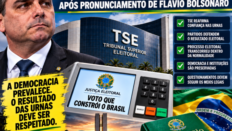 TSE E PARTIDOS POLÍTICOS REAFIRMAM LEGITIMIDADE DAS URNAS APÓS CARTA DE FLÁVIO BOLSONARO