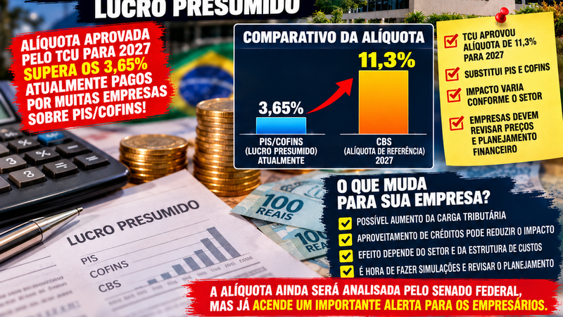 REFORMA TRIBUTÁRIA: CBS DE 11,3% ACENDE ALERTA PARA EMPRESAS DO LUCRO PRESUMIDO