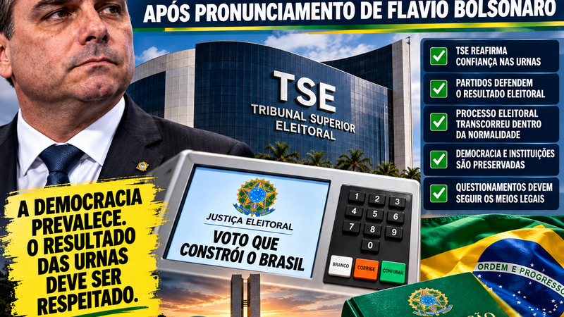 TSE E PARTIDOS POLÍTICOS REAFIRMAM LEGITIMIDADE DAS URNAS APÓS CARTA DE FLÁVIO BOLSONARO
