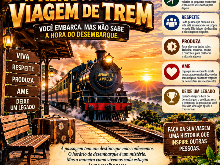 A VIDA É COMO UMA VIAGEM DE TREM: VOCÊ EMBARCA, MAS NÃO SABE A HORA DO DESEMBARQUE