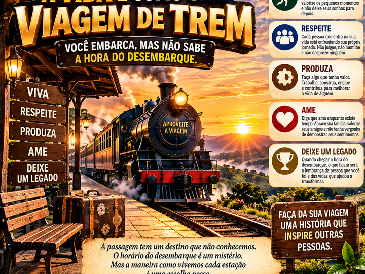 A VIDA É COMO UMA VIAGEM DE TREM: VOCÊ EMBARCA, MAS NÃO SABE A HORA DO DESEMBARQUE