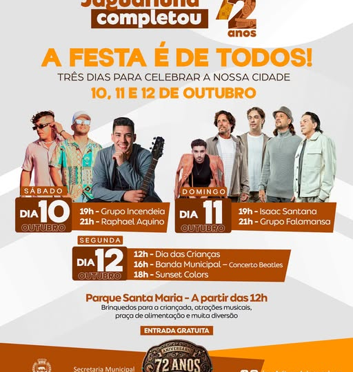 PROGRAMAÇÃO DE ANIVERSÁRIO DE JAGUARIÚNA
