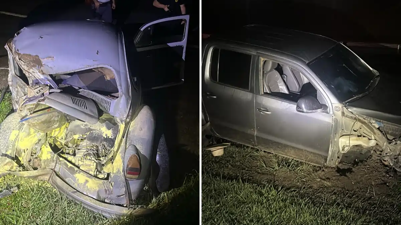 COLISÃO ENTRE AMAROK E FUSCA TERMINA COM DUAS MORTES NA DOM PEDRO I