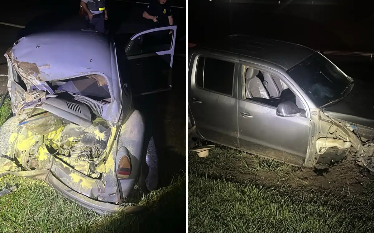COLISÃO ENTRE AMAROK E FUSCA TERMINA COM DUAS MORTES NA DOM PEDRO I