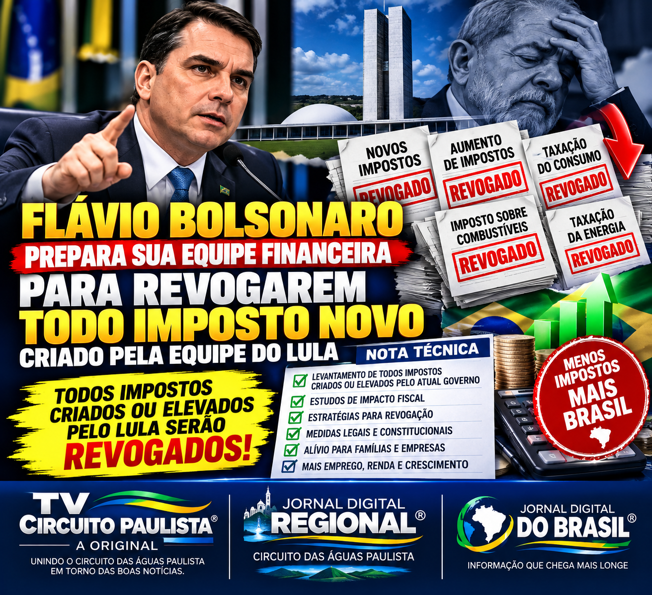 FLÁVIO BOLSONARO PREVÊ REVISÃO DE AUMENTOS DE IMPOSTOS E REDUÇÃO DA CARGA TRIBUTÁRIA …..