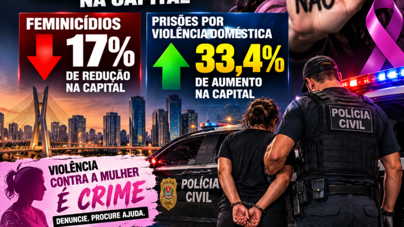 Feminicídios caem 17% na capital e prisões por violência doméstica aumentam 33,4%