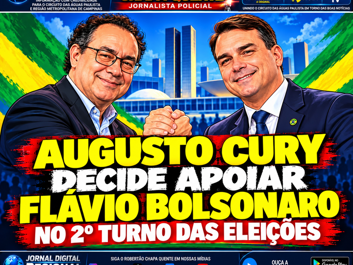 AUGUSTO CURY DECIDE APOIAR FLÁVIO BOLSONARO NO 2º TURNO DAS ELEIÇÕES