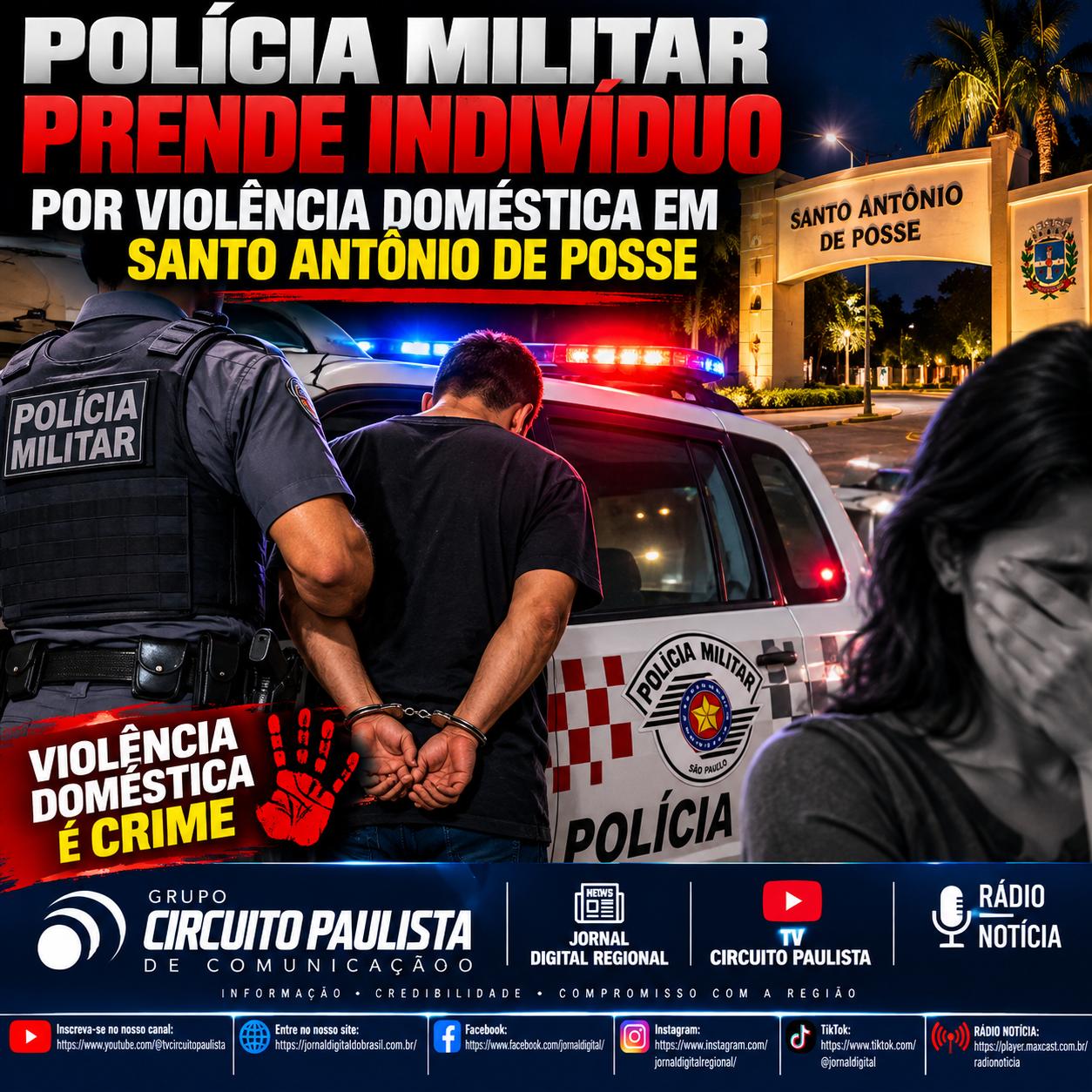 POLÍCIA MILITAR PRENDE INDIVÍDUO POR VIOLÊNCIA DOMÉSTICA EM SANTO ANTÔNIO DE POSSE